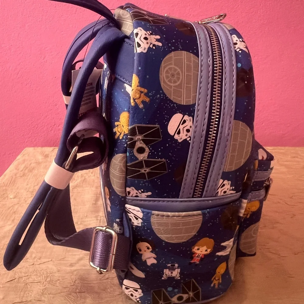 Star Wars Loungefly Chibi AOP Mini Backpack Death Star Disney Parks NWT